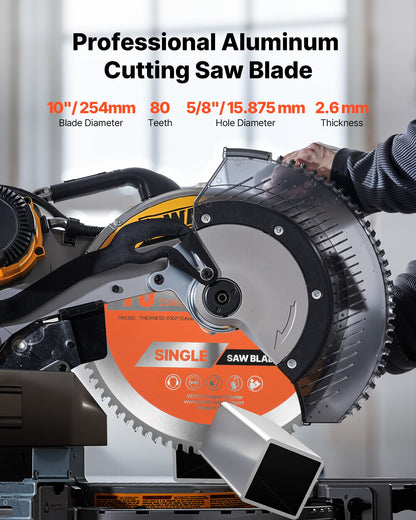 Circular Saw Blade, 254 mm Diameter, 80 Sharp Alloy Teeth, 15.875 mm Arbor, Fine Finish, Aluminum Cutting Blade for Circular Saw, with Noise-Reducing Heat Vents, for Cutting Steel and Metal