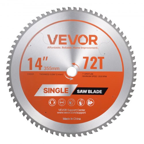 Circular Saw Blade, 355 mm Diameter, 72 Sharp Alloy Teeth, 25.4 mm Arbor, Fine Finish, Metal Cutting Blade for Circular Saw, with Noise-Reducing Heat Vents, for Cutting Steel and Aluminum