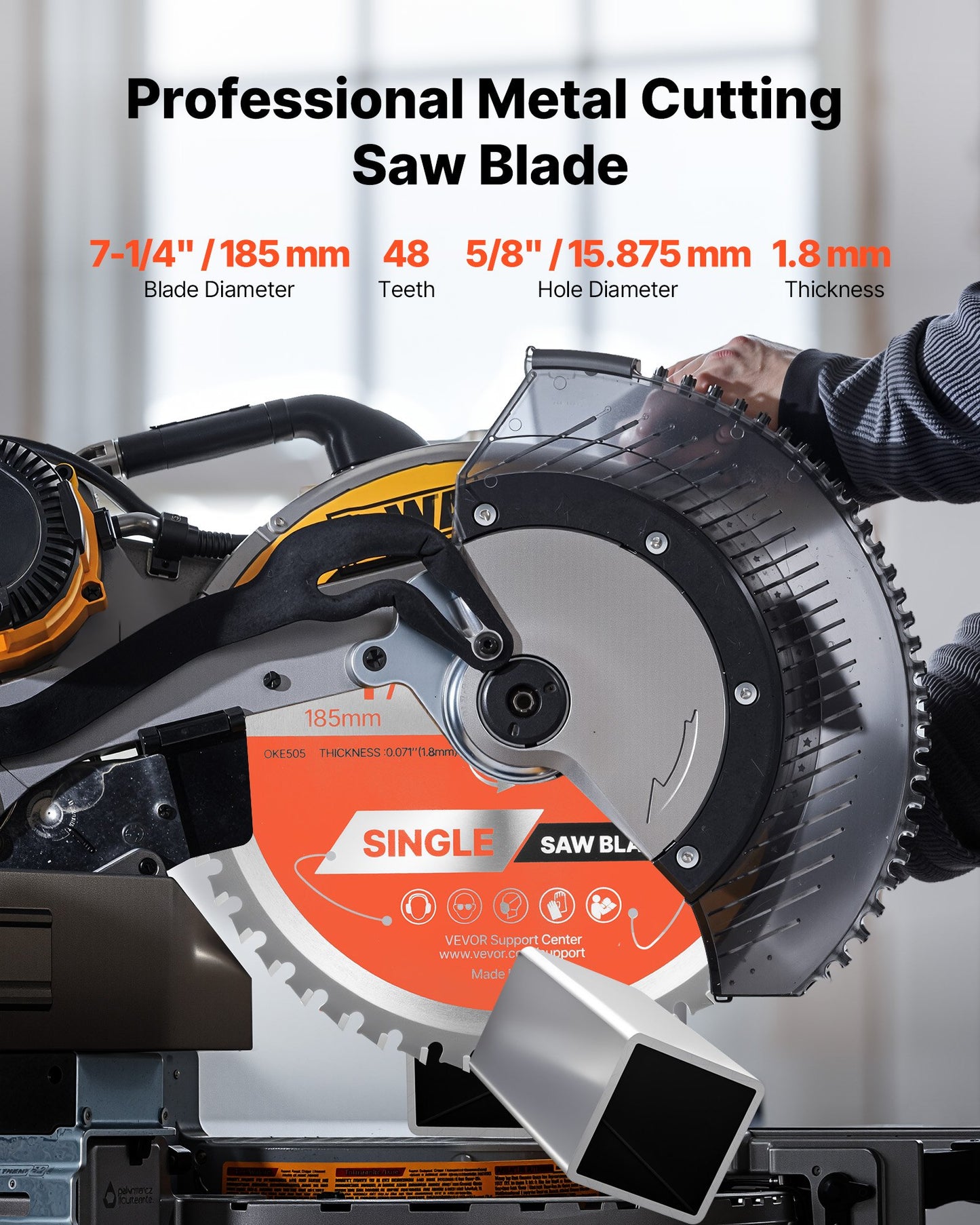 Circular Saw Blade, 185 mm Diameter, 48 Sharp Alloy Teeth, 15.875 mm Arbor, Fine Finish, Metal Cutting Blade for Circular Saw, with Noise-Reducing Heat Vents, for Cutting Steel and Aluminum