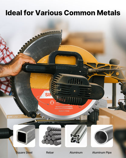 Circular Saw Blade, 185 mm Diameter, 48 Sharp Alloy Teeth, 15.875 mm Arbor, Fine Finish, Metal Cutting Blade for Circular Saw, with Noise-Reducing Heat Vents, for Cutting Steel and Aluminum