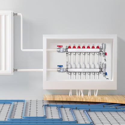 7-facher Fußbodenheizungsverteiler mit 1,27 cm PEX-Rohren