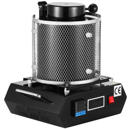 Gold Melting Furnace, 1350W, 1150℃ Max Temperature, Digital Electric Melting Furnace Machine, with 1 kg Ceramic Crucible, for Casting Refining Precious Metals, Melts Gold, Silver, Aluminum