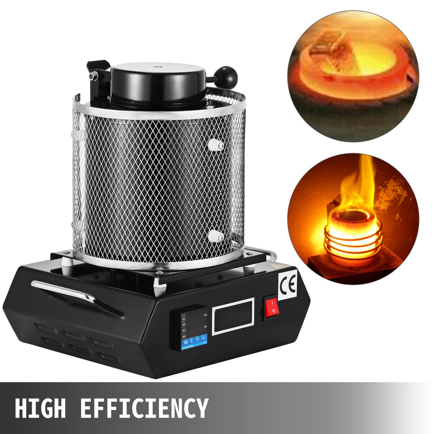 Gold Melting Furnace, 1350W, 1150℃ Max Temperature, Digital Electric Melting Furnace Machine, with 3 kg Ceramic Crucible, for Casting Refining Precious Metals, Melts Gold, Silver, Aluminum