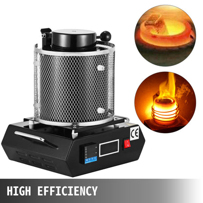 Gold Melting Furnace, 1350W, 1150℃ Max Temperature, Digital Electric Melting Furnace Machine, with 3 kg Ceramic Crucible, for Casting Refining Precious Metals, Melts Gold, Silver, Aluminum