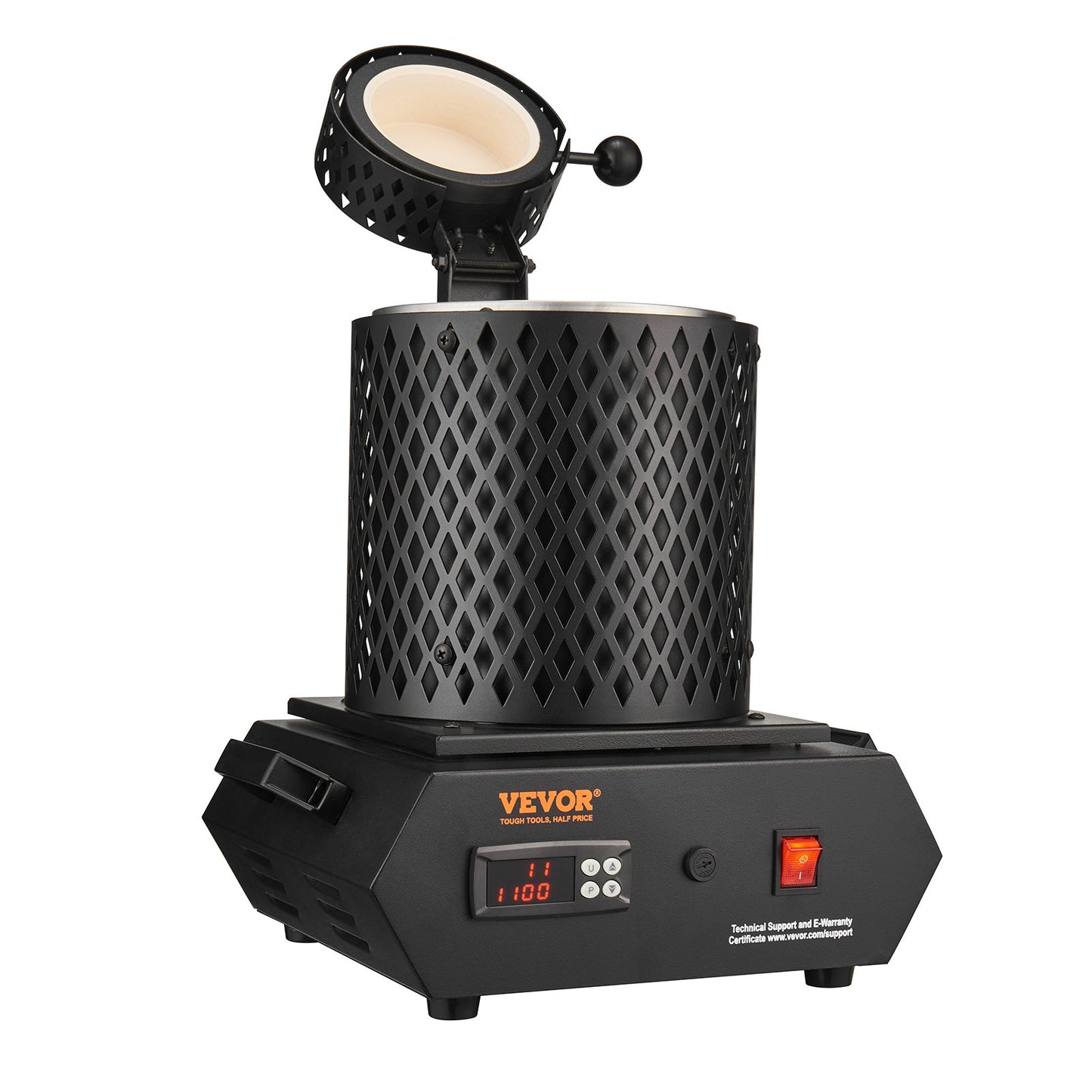 Gold Melting Furnace, 1350W, 1150°C Max Temperature, Digital Electric Melting Furnace with 1 kg and 3 kg Ceramic Crucibles, Crucible Tongs, and Gloves, for Gold, Silver, Aluminum, Copper