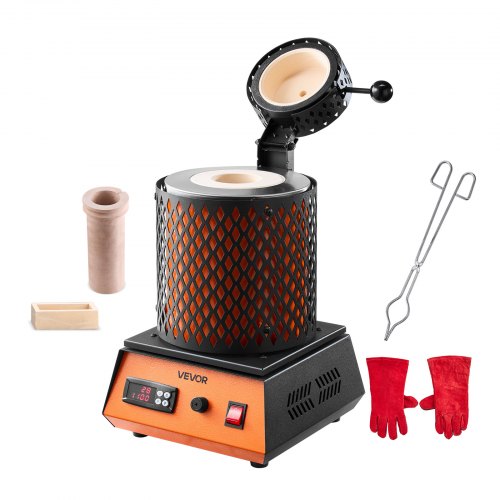 Electric Melting Furnace, 1350W Electric Melting Furnace Kit, 2102℉/1150℃ Metal Smelting Machine with 3kg Ceramic Crucible, Gold Smelting Kit for Jewelry Making, Metal Bars, Metal Components