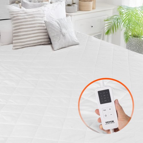 Heated Mattress Pad, 150 x 80 cm, Electric Bed Warmer with 4 Heat Settings Control, 12-Hour Timer, 8-Hour Auto Off,Deep All Around Elastic Pocket Brushed Fabric Electric Mattress Sheets