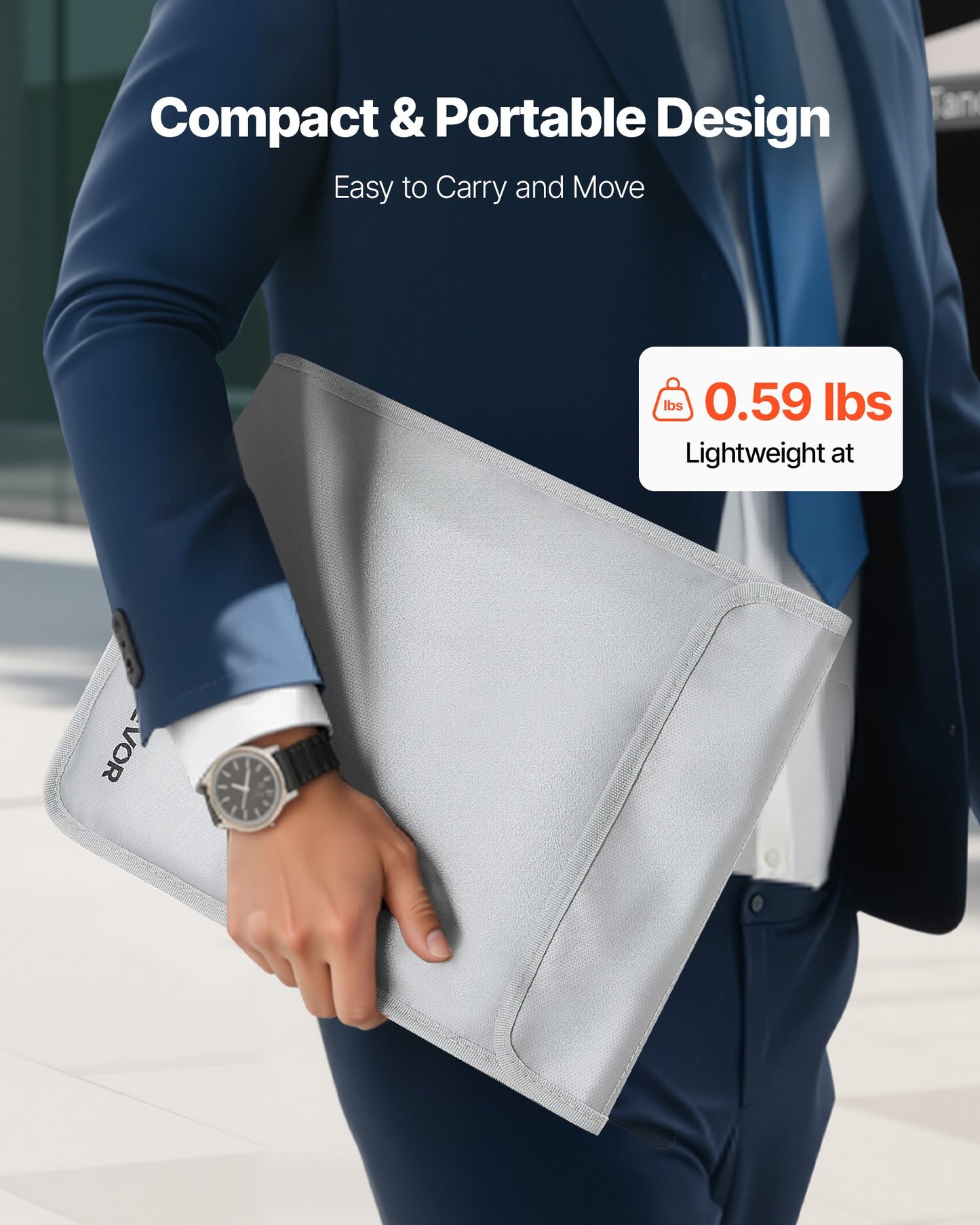 Fireproof Document Bag, 1200 ℉ Heat Insulated Fireproof & Waterproof Bag with Smooth Zipper, Portable File Storage Organizer Home Office Travel Use, for Passports, Important Documents, Files