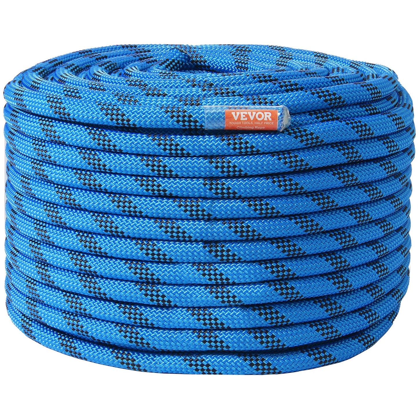 12,7 mm statisches Kletterseil, 38 m (125 ft) Outdoor-Kletterseil, 30 kN Bruchlast, Faserseil mit Stahlkarabinern für Flucht, Abseilen, Feuerwehr und Rettungseinsätze, Blau