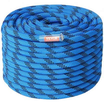 12,7 mm statisches Kletterseil, 60,9 m (200 Fuß) Outdoor-Kletterseil, 30 kN Bruchlast, Faserseil für Flucht, Abseilen, Feuerwehrrettung, Blau