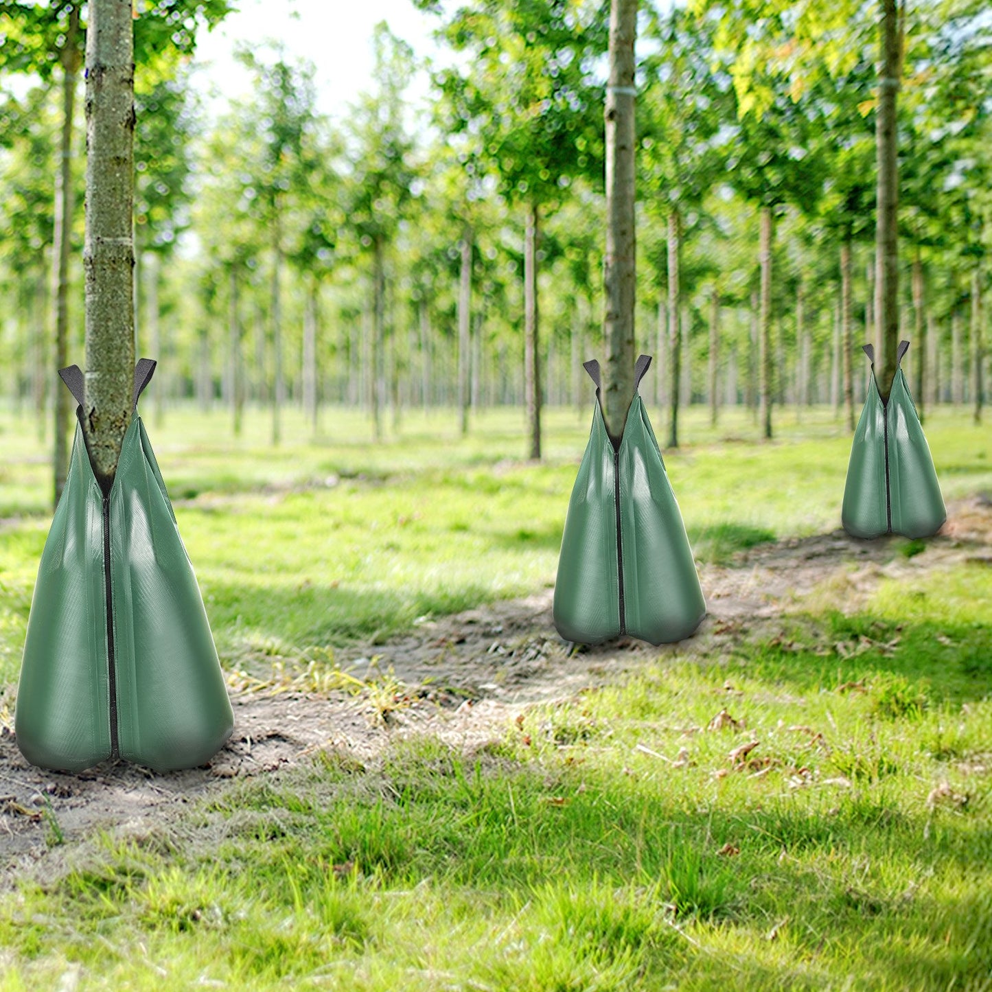 Tree Watering Bag, 12 Packs 20 Gallons Watering Bags for New Trees, 5-9 Hours Slow Release Refillable Tree Drip Irrigation Bags with Zipper, Durable Tree Watering System for Deep Root Targeting