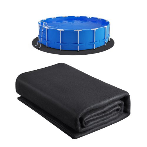 15ft Round Pool Liner Pad, Pool Liner Pad for Above Ground Swimming Pools, Extra-Thick Pool Mat, Prevents Punctures, Recycled Geotextile Material Underlayment Pad, Extend Liner Life