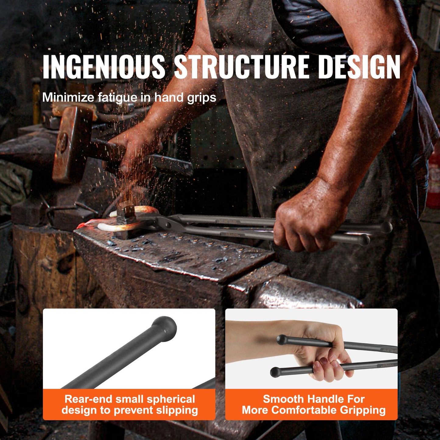 Blacksmith Tongs, 45.7 cm 3 PCS, V-Bit Bolt Tongs, Wolf Jaw Tongs and Z V-Bit Tongs, Carbon Steel Forge Tongs with A3 Steel Rivets, for Beginner and Seasoned Blacksmiths, Bladesmiths and Craftsmen