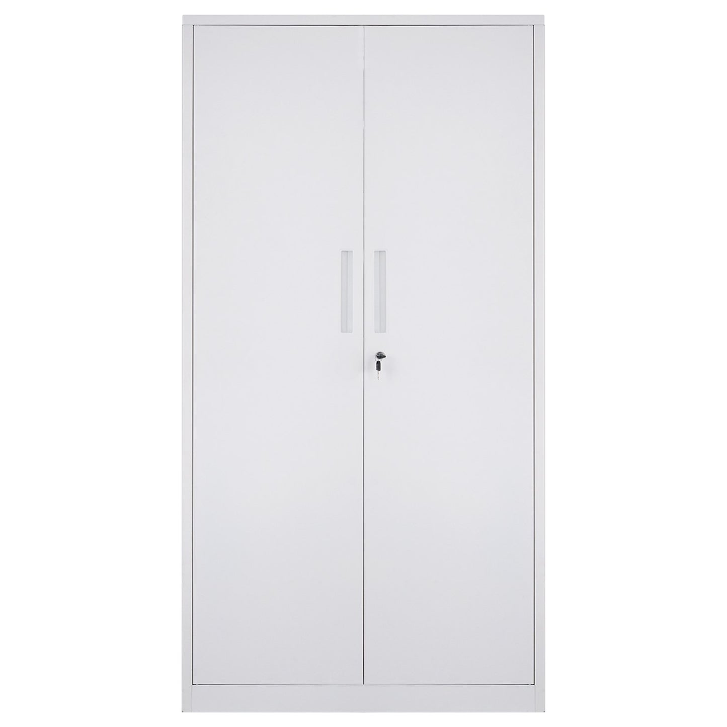 Metal Storage Cabinet, Steel Locking Storage Cabinet with 2 Magnetic Doors and 4 Adjustable Shelves, 71'' Metal Cabinet 200 lbs Capacity per Shelf with 3 Keys, for Office, Home, Garage, White