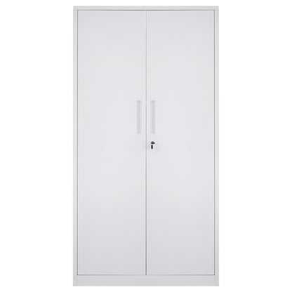 Metal Storage Cabinet, Steel Locking Storage Cabinet with 2 Magnetic Doors and 4 Adjustable Shelves, 71'' Metal Cabinet 200 lbs Capacity per Shelf with 3 Keys, for Office, Home, Garage, White