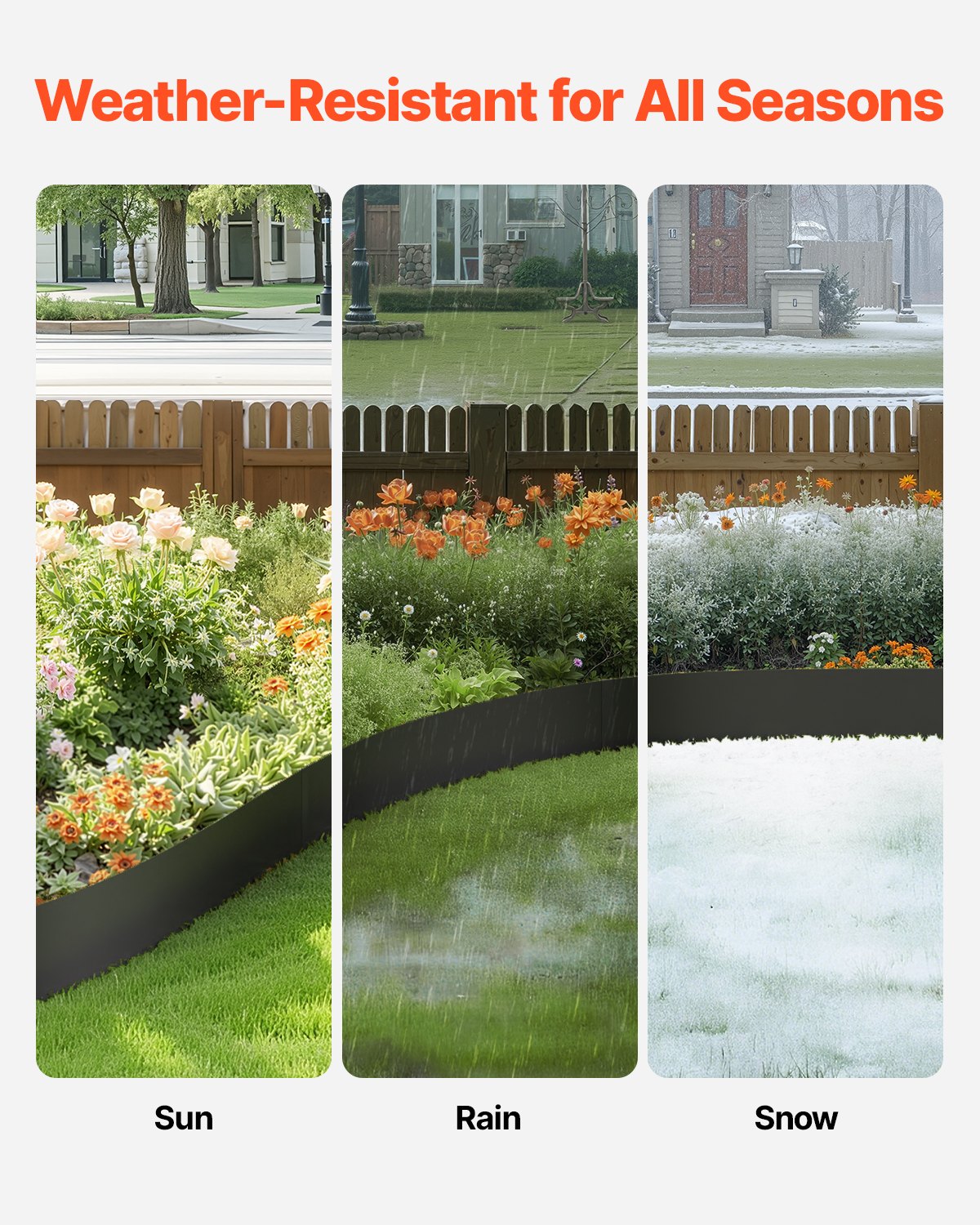 Steel Landscape Edging, 3 Packs 40 x 8 in Rust-Resistant Metal Landscape Edging, Bendable Garden Edging Border, Heavy Duty Lawn Edging, Easy-to-Install, Flower Bed Yard Pathway Divider Black