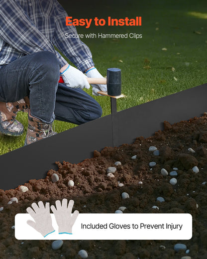 Steel Landscape Edging, 3 Packs 40 x 8 in Rust-Resistant Metal Landscape Edging, Bendable Garden Edging Border, Heavy Duty Lawn Edging, Easy-to-Install, Flower Bed Yard Pathway Divider Black