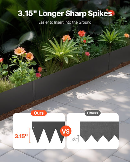 Steel Landscape Edging, 3 Packs 40 x 6 in Rust-Resistant Metal Landscape Edging, Bendable Garden Edging Border, Heavy Duty Lawn Edging, Easy-to-Install, Flower Bed Yard Pathway Divider Black