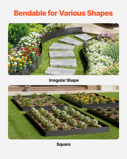 Steel Landscape Edging, 3 Packs 40 x 6 in Rust-Resistant Metal Landscape Edging, Bendable Garden Edging Border, Heavy Duty Lawn Edging, Easy-to-Install, Flower Bed Yard Pathway Divider Black