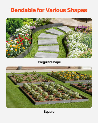 Steel Landscape Edging, 5 Packs 39 x 3 in Rust-Resistant Metal Landscape Edging, Bendable Garden Edging Border, Heavy Duty Lawn Edging, Easy-to-Install, Flower Bed Yard Pathway Divider Dark Gray