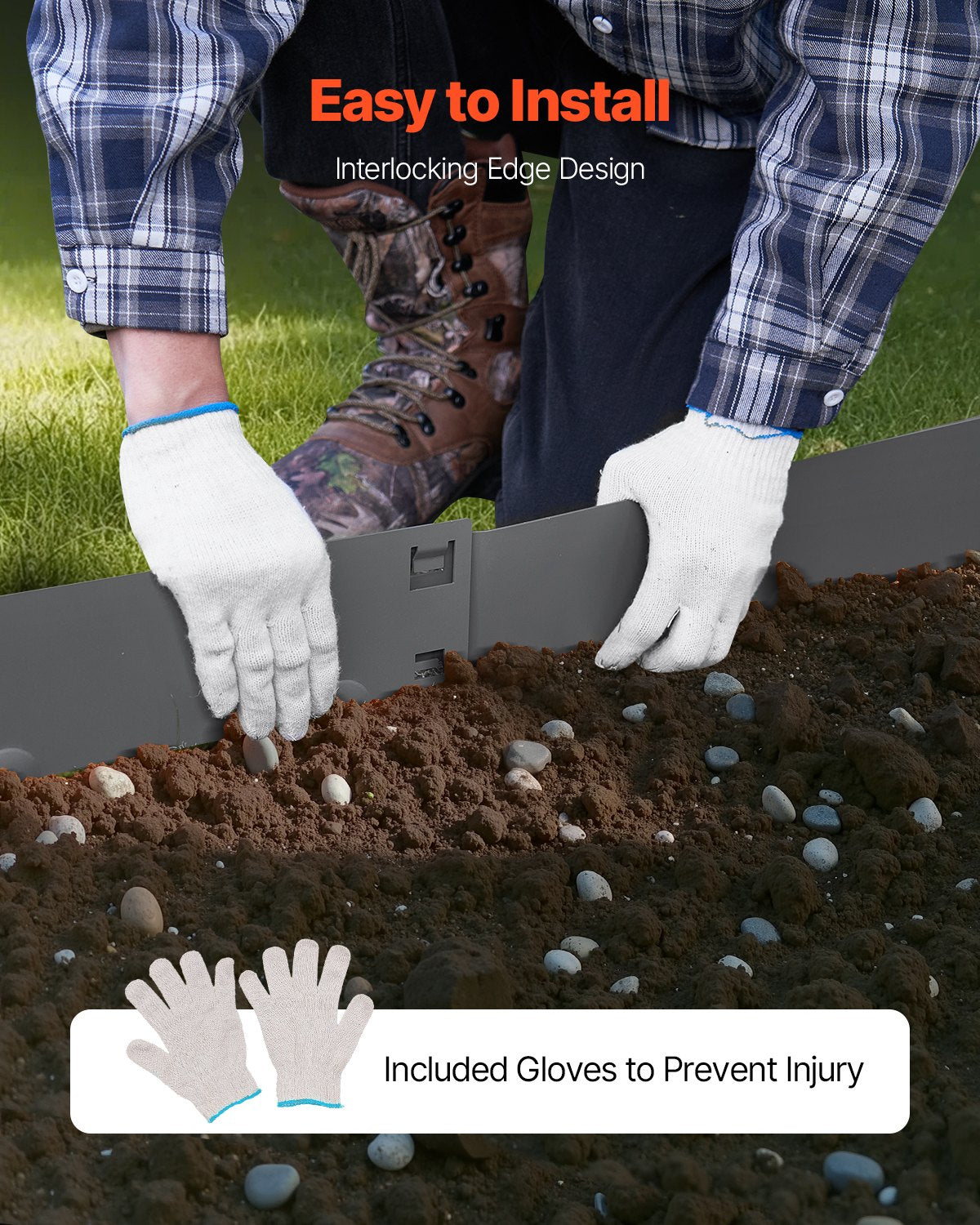 Steel Landscape Edging, 5 Packs 39 x 3 in Rust-Resistant Metal Landscape Edging, Bendable Garden Edging Border, Heavy Duty Lawn Edging, Easy-to-Install, Flower Bed Yard Pathway Divider Dark Gray