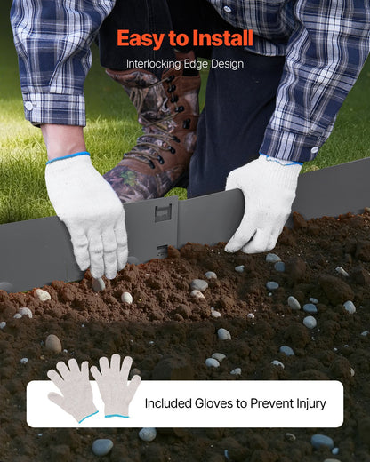 Steel Landscape Edging, 5 Packs 39 x 3 in Rust-Resistant Metal Landscape Edging, Bendable Garden Edging Border, Heavy Duty Lawn Edging, Easy-to-Install, Flower Bed Yard Pathway Divider Dark Gray