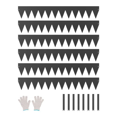 Stahl-Garteneinfassung, 6er-Pack, 40 x 6 Zoll (ca. 102 x 15 cm), rostbeständig, biegsam, robust, einfach zu installieren, für Beete, Gartenwege, schwarz