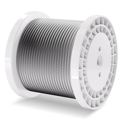 Drahtseil, 1/4" 250 ft (ca. 76 m) verzinktes Kohlenstoffstahlseil mit Handschuhen, Bruchfestigkeit 7000 lbs (ca. 3175 kg), 7 x 19 Litzen, Marine- und Flugzeugqualität, für Handläufe, Treppen, Terrassen, Zäune und Außenbereiche