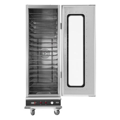 Hot Box Food Warmer, 16-Tier Large Concession Warmer with Water Tray, Glass Single-door and Adjustable Shelves, Stainless Steel Food Warmer Cabinet, Ideal for Storing Pizza, Chicken, Restaurant