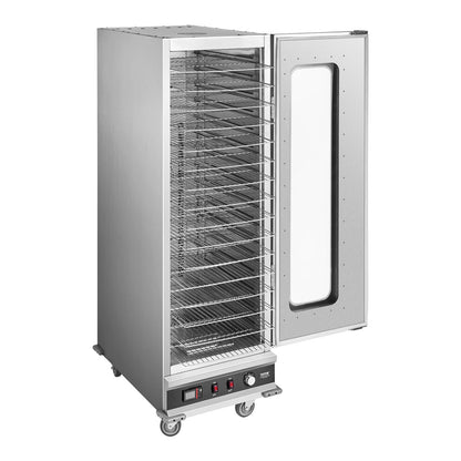 Hot Box Food Warmer, 16-Tier Large Concession Warmer with Water Tray, Glass Single-door and Adjustable Shelves, Stainless Steel Food Warmer Cabinet, Ideal for Storing Pizza, Chicken, Restaurant