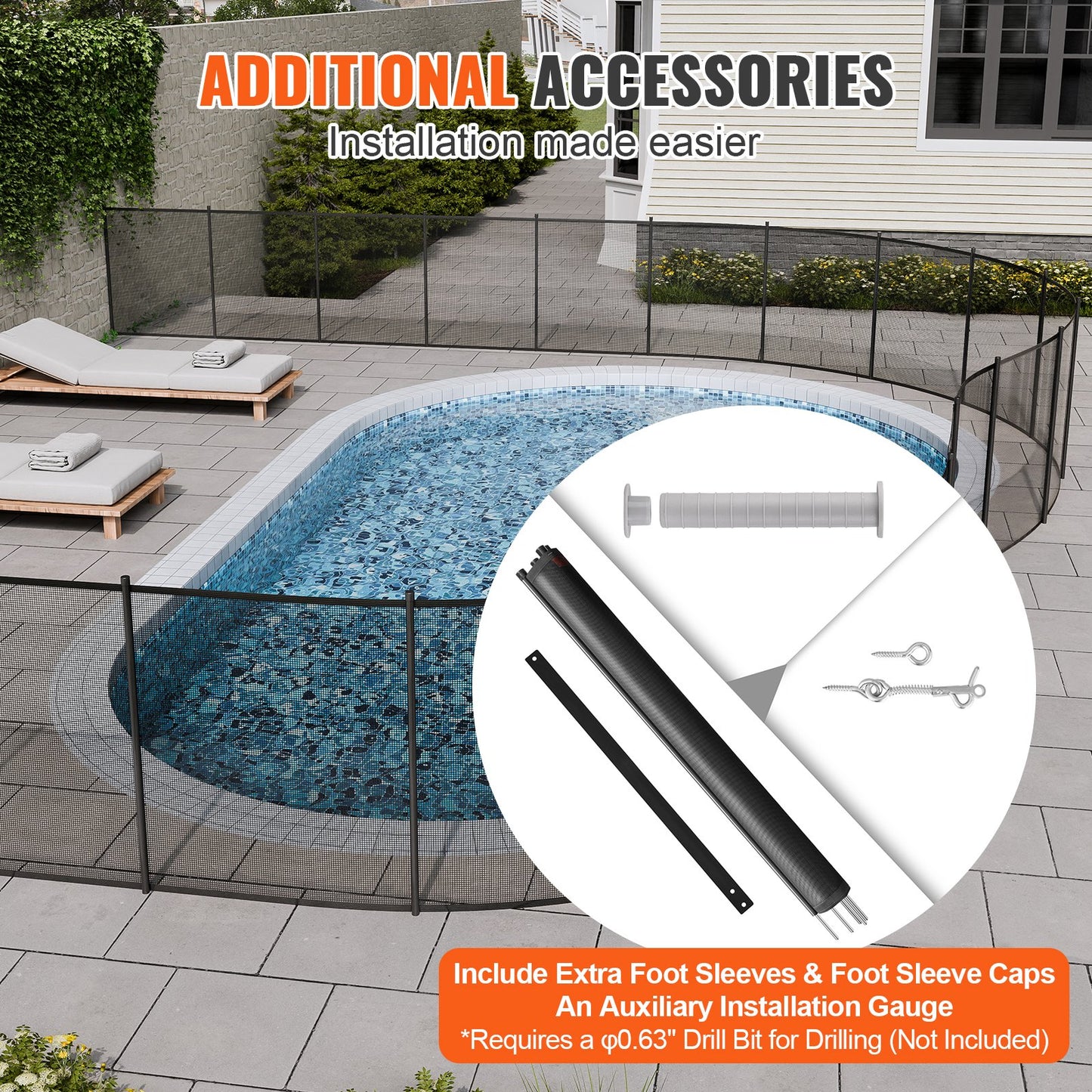 Pool Fence, 1.2 x 14.6 m Removable Pool Fences for Inground Pools Outdoor