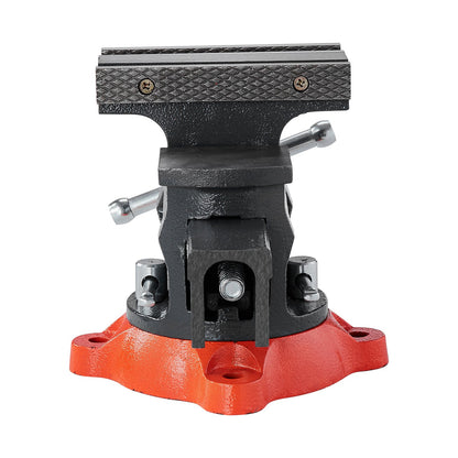 Bench Vise, 140 mm(5.5") Jaw Width, 140 mm(5.5") Max Jaw Opening Multipurpose Vise with 360°Swivel Locking Base, 71 mm(2.8") Throat Depth, Heavy Duty Ductile Iron Workbench Vise, Two-Way Jaws for Clamping Round Pipes