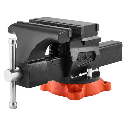 Bench Vise, 203 mm(8") Jaw Width, 203 mm(8") Max Jaw Opening Multipurpose Vise with 360°Swivel Locking Base, 94 mm(3.7") Throat Depth, Heavy Duty Ductile Iron Workbench Vise, Two-Way Jaws for Clamping Round Pipes