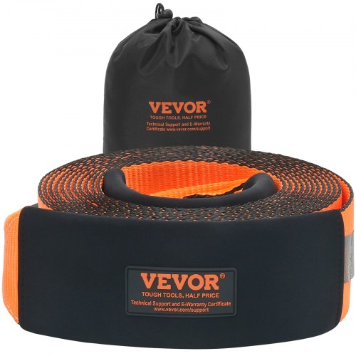 Recovery Tow Strap 4" x 30'/10.2 cm x 9.1 m, 46,500 lbs/21,099 kg Break Strength, Triple Reinforced Loop Straps, Tree Saver, Off Road Towing and Recovery, Extreme Weather Resistance, Protective Sleeves & Storage Bag