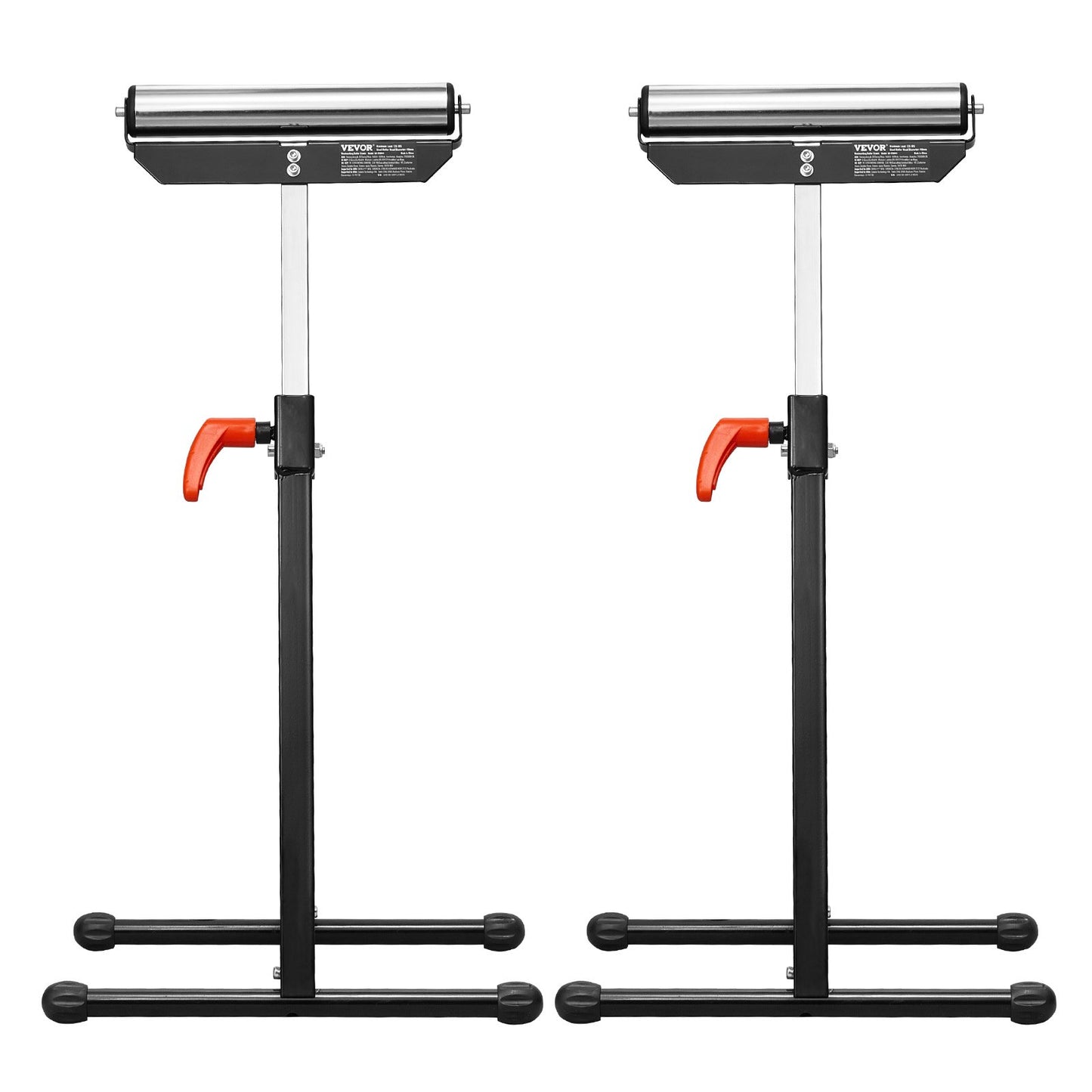 2-Pack Roller Stands, 135 lb Load Capacity, 26.8-42.5" Adjustable Height, Folding Heavy Duty Design with 11.5 in Polished Steel Roller Head, for Table Saw Outfeed Woodworking Extension Support