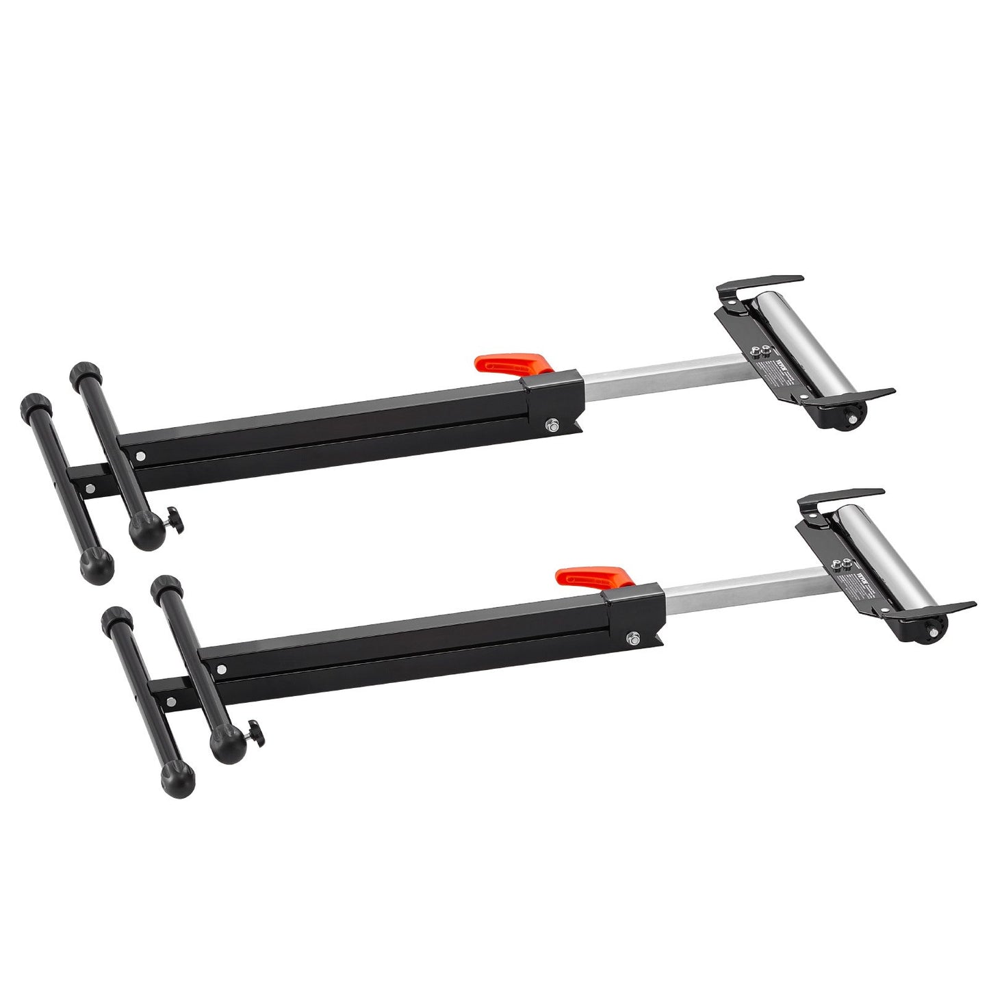 2-Pack Roller Stands, 113 kg/250 lbs Load Capacity, 686mm-1092mm / 27-43 in Adjustable Height, Folding Heavy Duty with Polished Steel Roller Head & Edge Guides, for Table Saw Outfeed Woodworking Extension Support