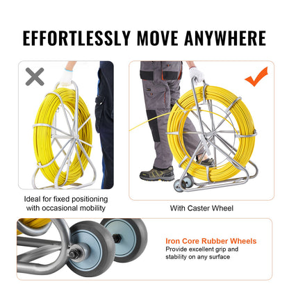 Fish Tape Puller Fiberglass 200mx7,9mm (656 ft 5/16 in) Wire Cable Running Duct Rodder