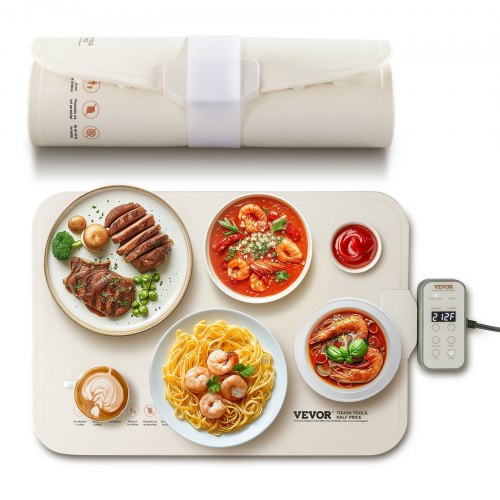 Electric Warming Tray, Food Warming Mat for Buffet, Rollable & Portable Silicone Food Warmer with 4 Adjustable Temperature Settings, Auto Shut-Off & Child Lock, Perfect for Parties, Catering