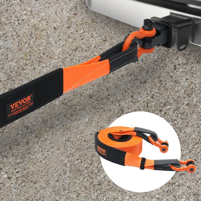 Polyester Heavy Duty Tow Strap Recovery Kit 3" x 30 ft/7.6 cm x 9.1 m (MBS-36,000 lbs/16,329 kg) Winch Strap, Triple Reinforced Loop, Snatch Strap + 2" (5.1 cm) Shackle Hitch Receiver + 3/4" (1.9 cm) D-Ring Shackles (2PCS) + Storage Bag