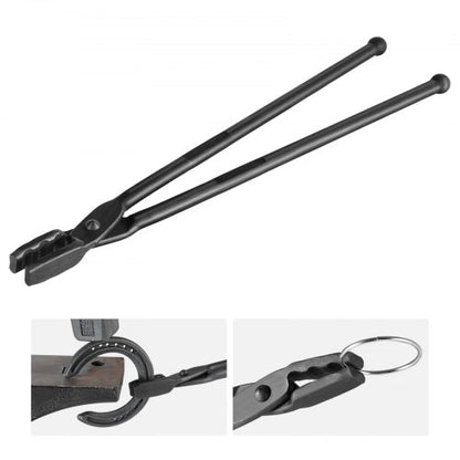 Blacksmith Tongs, 45.7 cm Wolf Jaw Tongs, Carbon Steel Forge Tongs with A3 Steel Rivets, for Horseshoes, Curved Shapes, Block Forgings, for Beginner and Seasoned Blacksmiths and Bladesmiths