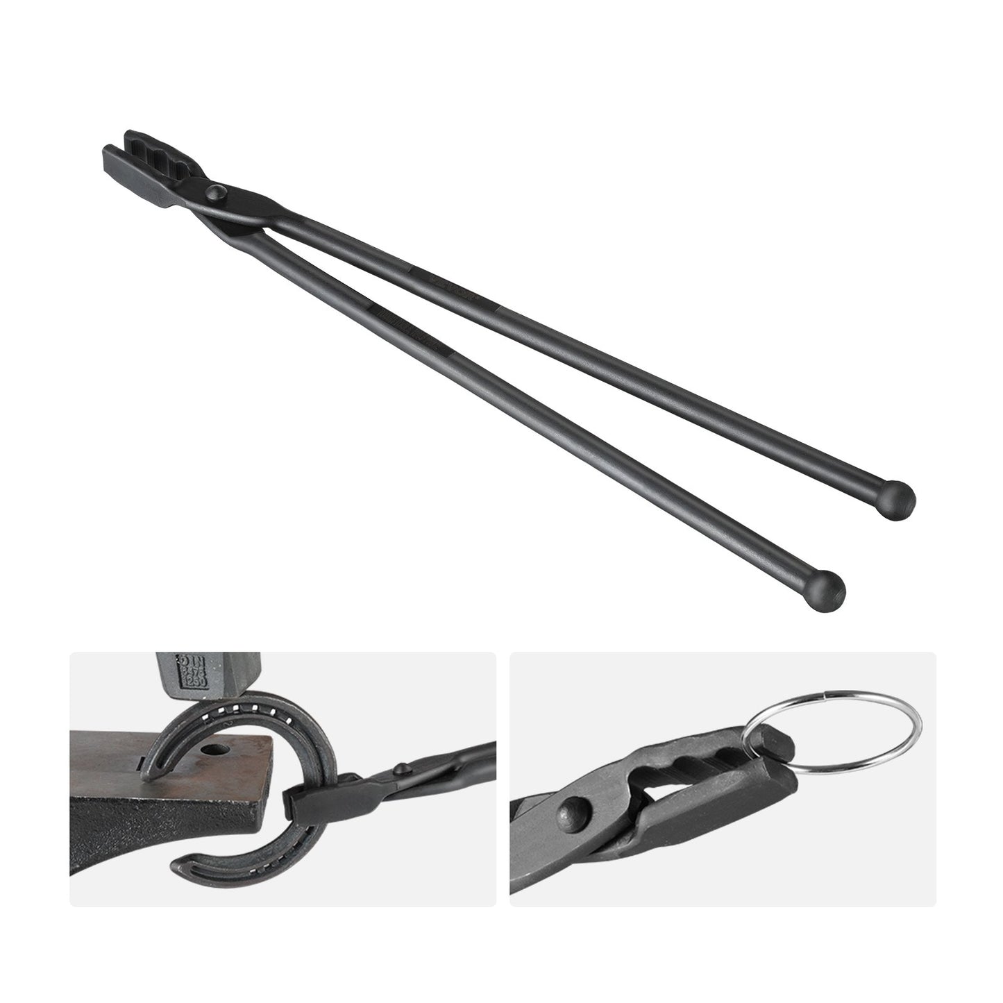 Blacksmith Tongs, 45.7 cm Wolf Jaw Tongs, Carbon Steel Forge Tongs with A3 Steel Rivets, for Horseshoes, Curved Shapes, Block Forgings, for Beginner and Seasoned Blacksmiths and Bladesmiths