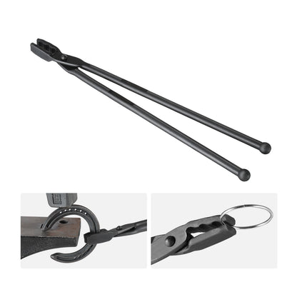 Blacksmith Tongs, 45.7 cm Wolf Jaw Tongs, Carbon Steel Forge Tongs with A3 Steel Rivets, for Horseshoes, Curved Shapes, Block Forgings, for Beginner and Seasoned Blacksmiths and Bladesmiths