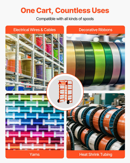 Wire Spool Rack, 11 Rods, Multi-Spool Wire Rack Dispenser, Cable Caddy with Wheels, Cable Holder with Storage Tray for Wiring Storage, for Electrical, Industrial & Retail Use, Working Efficiency