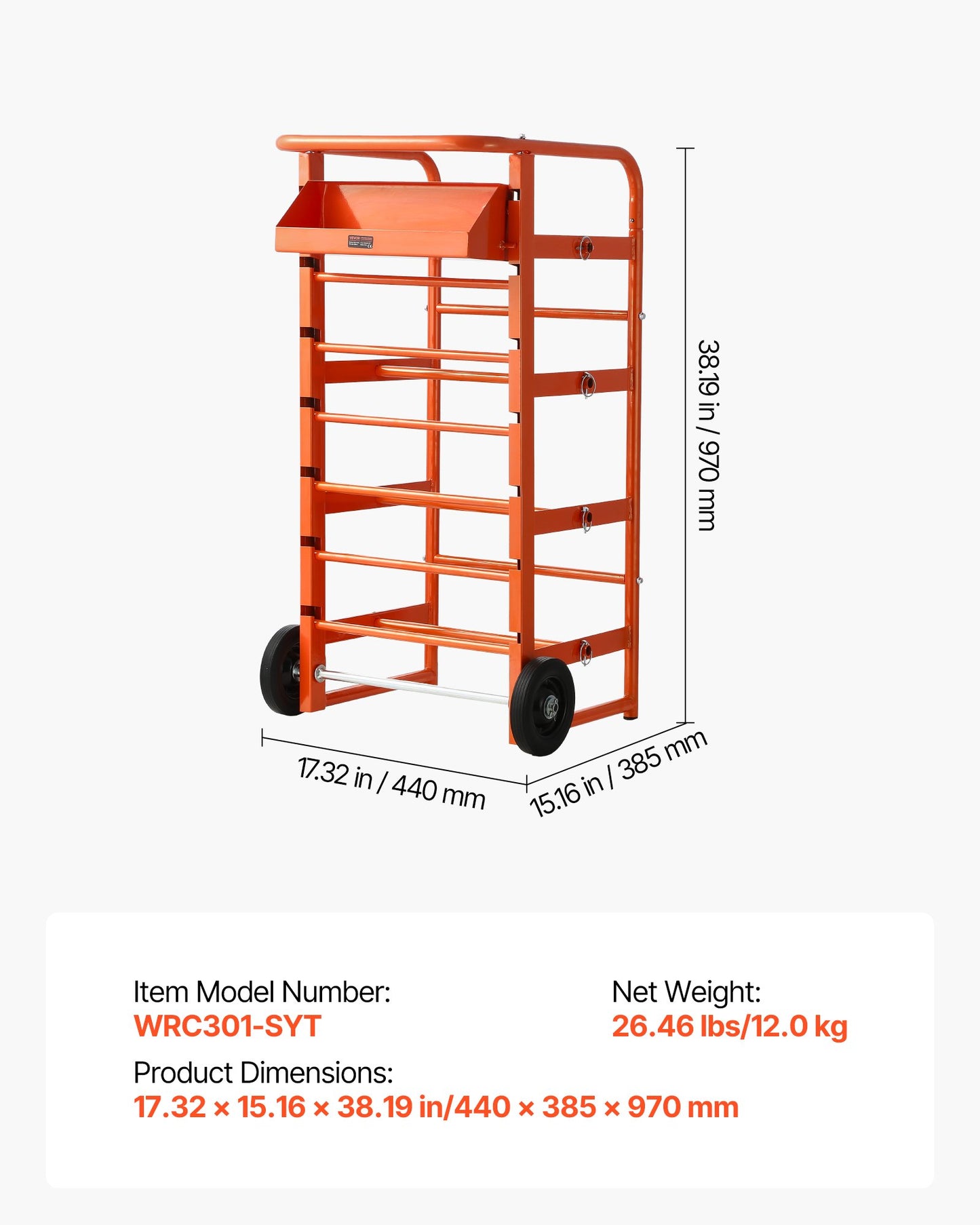 Wire Spool Rack, 11 Rods, Multi-Spool Wire Rack Dispenser, Cable Caddy with Wheels, Cable Holder with Storage Tray for Wiring Storage, for Electrical, Industrial & Retail Use, Working Efficiency