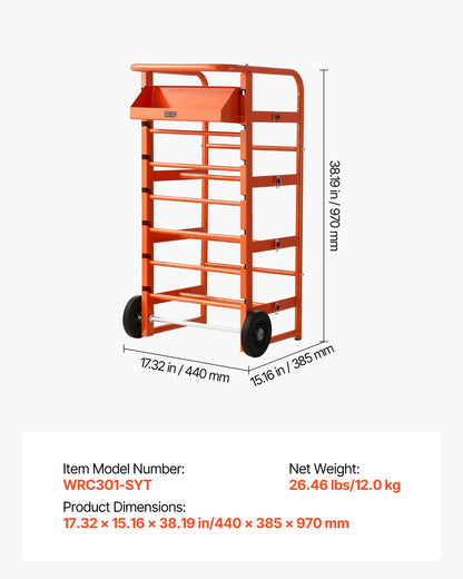 Wire Spool Rack, 11 Rods, Multi-Spool Wire Rack Dispenser, Cable Caddy with Wheels, Cable Holder with Storage Tray for Wiring Storage, for Electrical, Industrial & Retail Use, Working Efficiency