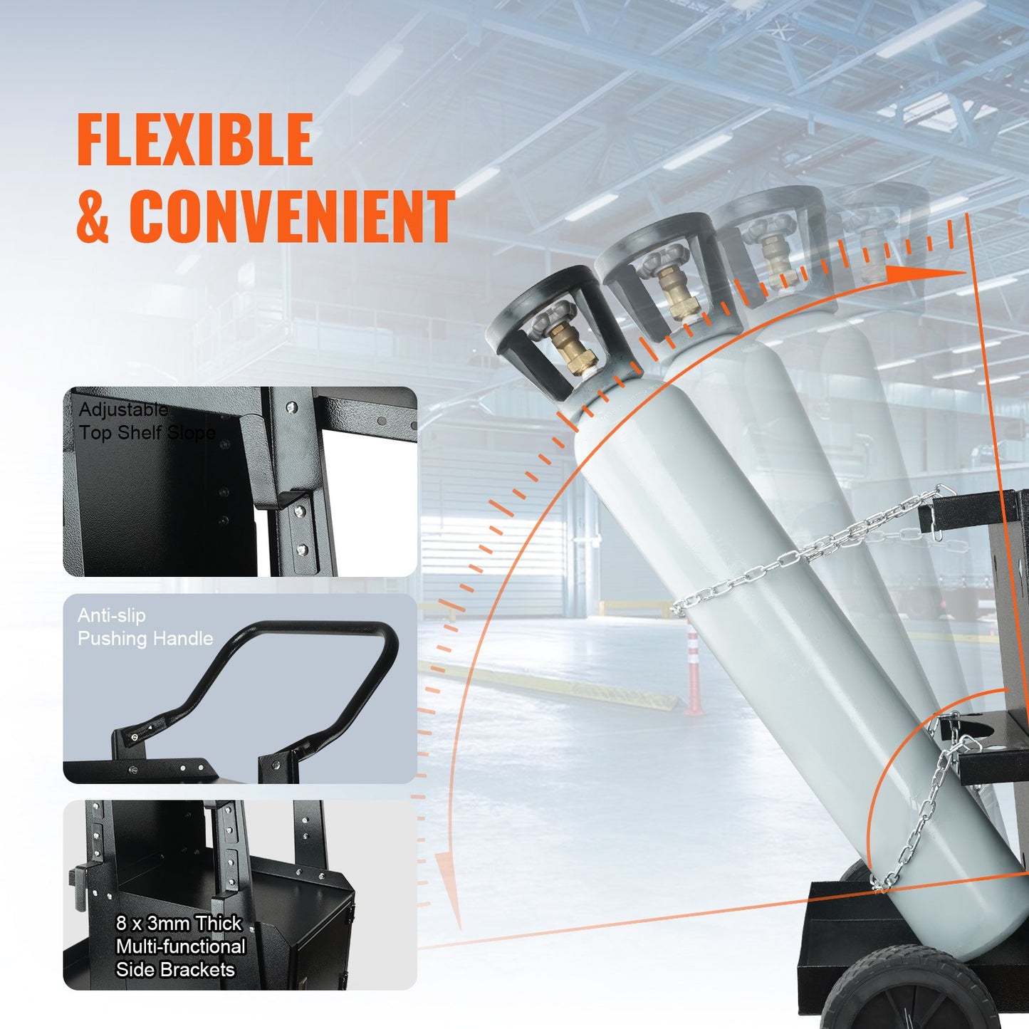 Welding Cart, 2-Tier Heavy Duty Welder Cart with Anti-Theft Lockable Cabinet, 120.2 kg Weight Capacity, 360° Swivel Wheels, Tank Storage Safety Chains, Welding Cabinet for TIG, ARC, Plasma Cutter