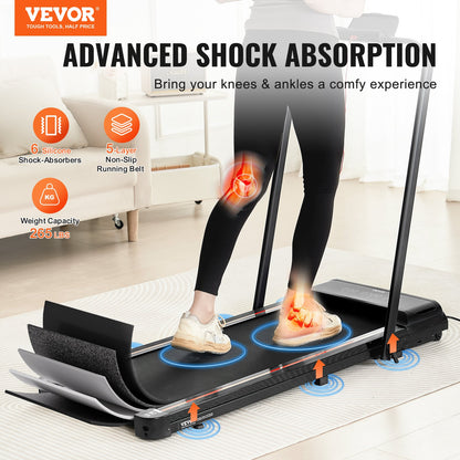 Walking Pad, Under Desk Treadmill for Home Office, Working Walking Running Machine, 265 Lbs Capacity Folding Treadmill, 2.5HP 2 in 1 Portable Pad with Handle Bar, Remote Control and LED Display