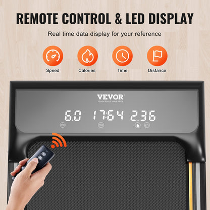 Walking Pad, Under Desk Treadmill for Home Office, Working Walking Running Machine, 265 Lbs Capacity Folding Treadmill, 2.5HP 2 in 1 Portable Pad with Handle Bar, Remote Control and LED Display