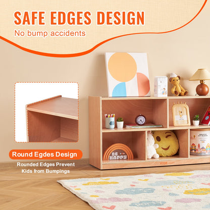 Cubby Mobile Tray Storage Cabinet, 5-Compartment Cubby Storage Shelf, Cubby Storage Cabinet 2-shelf, Classroom Cubbies, Classroom Furniture for Home, Daycare and Preschool, Natural