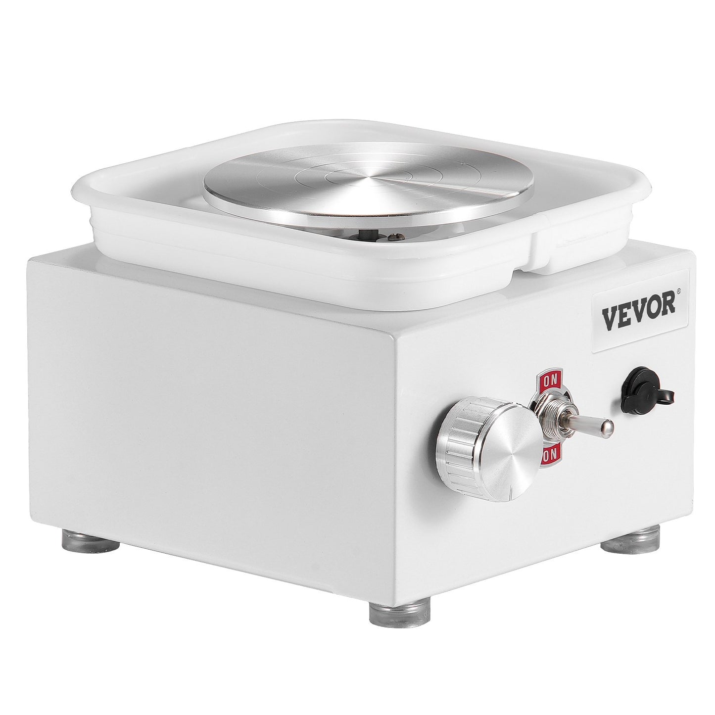 Mini-Töpferscheibe, Drehzahl einstellbar von 0–320 U/min, abnehmbare Formscheibe, 2,56 Zoll/3,94 Zoll Drehteller, elektrische Keramikscheibe, 18-teiliges Zubehör, für Kunsthandwerk und Heimwerkerprojekte, Weiß